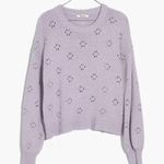 Madewell Sweater XXS Floral Pointelle Pullover Lavender Purple Balloon Sleeves Photo 3