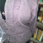 Johnny Was  lilac lace inlaid button down boho romantic M blouse Photo 1