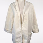 Vintage Off White Cotton Blend Open Front Blazer Jacket Size Medium Photo 0