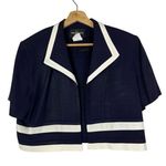 Vintage John Roberts Blue Cropped White Trim Short Sleeve Blazer 14 Photo 0