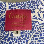 Gingy Made In USA XL Blue Abstract Print Heavyweight Nylon V Neck Shift Dress Photo 9