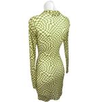 Daisy Street  Green White Checkered Mesh Long Sleeve Sheer Bodycon Mini Dress 4 Photo 1