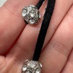 Pelle Moda Black Leather Silver Rhinestone Heels Womens 7.5 Bling Lace Up Ankle Photo 3