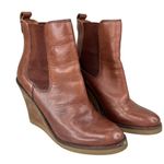Lucky Brand  Fedora Brown Leather Wedge Ankle Boots Booties 6.5 Photo 1