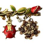 St. John  Brooch Pin Charms Ladybug Dragonfly Sunflower Rhinestones Estate Photo 5