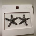 ZARA Silver Starfish Earrings Beachy Nautical Resortwear Swim Ocean Star Photo 1