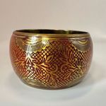 Red and gold tone wide brass bangle bracelet Photo 6