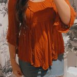 Decree  Burnt Orange Flowy Blouse  Photo 3