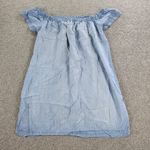 Cloth & Stone Chambray Shift Dress Womens M Blue Tencel Off Shoulder Lightweight Photo 0