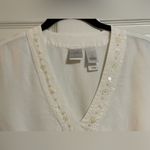 Emma James Women’s Linen Blend Embellished White Tunic Size 14 Photo 7