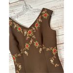 Maggy London Women's Floral V-Neck Sleeveless Zip Mini Dress Brown Size 6 Photo 3