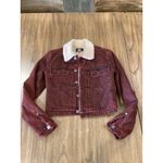 Hudson Jeans Hudson Faux Shearling shrunken Lola Trucker Jacket burgandy cotton denim XS Photo 1