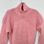 Free People  Pink Bobble Knit Turtleneck Mockneck Sweater Size Small Cozy Boho Photo 3