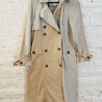 Avec Les Filles Not Have Belt Plaid Double-Breasted Trench Coat Beige Size L Photo 2