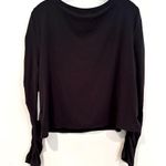 Athleta  All Around Ruched Tshirt Long Sleeve Cropped Women's Medium Black Casual Photo 6