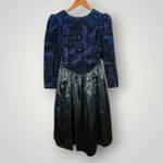 Gunne Sax VTG  Jessica McClintock Blue Velvet Black Taffeta Party Dress‎ Size 8 Photo 1