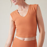 Athleta NWT  Transcend Crop Tee Orange V-Neck Top New Photo 0