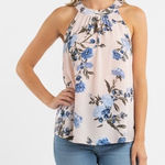 Soho New York & Company Jeans Pink Blue Floral Halter Neck Tank Top Size S Photo 0