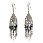 The Sak NEW - Boho Chic Silver Black Labradorite Triangle Dangle Beaded Festive Earrings Photo 1