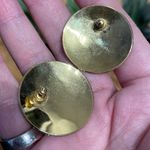 Geometric Enamel Lapel Vintage 80s Retro Pinup Rockabilly Domed post Earrings Retro Statement Jewelry asymmetrical Gold Photo 3