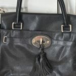 Talbots Black Leather Tassel 2 Ways Turnlock Closure Satchel Shoulder Bag Photo 1