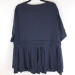 Bloomchic  Womens Peplum Top Faux Wrap V-Neck Short Sleeve Stretch Navy Blue 26 Photo 1