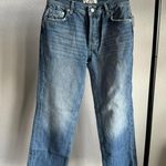 Free People Maggie Dark Wash Mid-Rise Straight Leg Raw Hem Jeans Size 26 NWT Photo 5