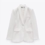 ZARA blazer white waisted tailored tuxado suit jacket Photo 5