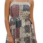 Earthbound Boho Flare Patchwork Mini Sundress Size Large Festival Cottagecore Tan Photo 0