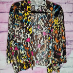 Chico's  MULTICOLORED ABSTRACT ART TO WEAR TEXTURED OPEN FRONT CARDIGAN MEDIUM Photo 0