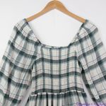 Madewell NEW  Lucie Elbow-Sleeve‎ Smocked Mini Dress in Lebaum Plaid, XL Photo 4
