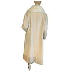 VINTAGE 1980'S PRIME SOURCE NY BEIGE & CREAM WOOL & RABBIT FUR COLLAR COAT (L) Size L Photo 3
