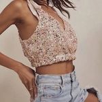 Free People  Intimately Free Big Night Sequin Crop Top Ribbon Tie Rose XS Photo 3