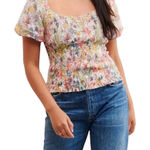 Anthropologie   Aurelia Floral‎ Smocked Top Size Medium Petite Photo 0