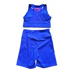 Fabletics  Athletic SET Graphic Sports Bra & Biker Shorts Small Purple Sporty Gym Photo 6