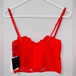 ZARA New Women Red Sexy Embroidered Underwire Corset Size 34B Photo 12