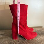 Allegra K  Red Faux Suede Pull On Heeled Boots Women’s Size 10 Photo 7