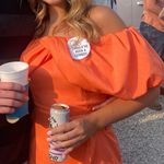 Orange Puff Sleeve Dress Size M Photo 1