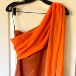 Vanderwilde Galdana Maxi Dress Chiffon Asymmetrical Caldera Rust Orange 36 NWT Size 4 Photo 6