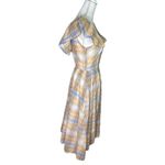 Saint Geraldine Polly Cotton Ruffle Cottagecore Kingsley Plaid Pocket Midi Dress Blue Photo 6