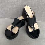 Calvin Klein  Black Patent Wedge Sandals Photo 3