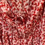 Motel Rocks MOTEL Galaca Ruched Mini Dress in Ditsy Butterfly Peach Pink & Red Size XL Photo 9