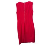 Calvin Klein  Red Gold Front Zip Ponte Knit Stretch Sleeveless Sheath Dress 6 Photo 4