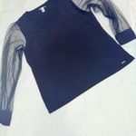 Calvin Klein  Black Top with Sheer Sleeves Photo 3