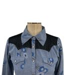 One Teaspoon Wild Saloon Chambray Shirt Top Button Down Floral Blue Size XS Photo 3
