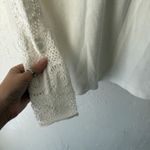 Sundance  Henley Shirt Womens Small White Crochet Lace Sleeve‎ Cottage Boho Top Photo 5