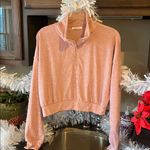 Cloud Chaser Plush Pullover Powder Blush Quarter Zip Cropped Top Womens Large  Photo 2
