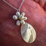 Freshwater Pearl Flower Mother of Pearl Teardrop Necklace Photo 0