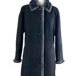 Utex Women’s Winter Coat Suede Faux Fur Trim Lined Heavy Black Gray Size Large Photo 0