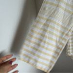  Yellow White Stripe Button Front Collar Shirt Large (Chico's 2) Photo 5